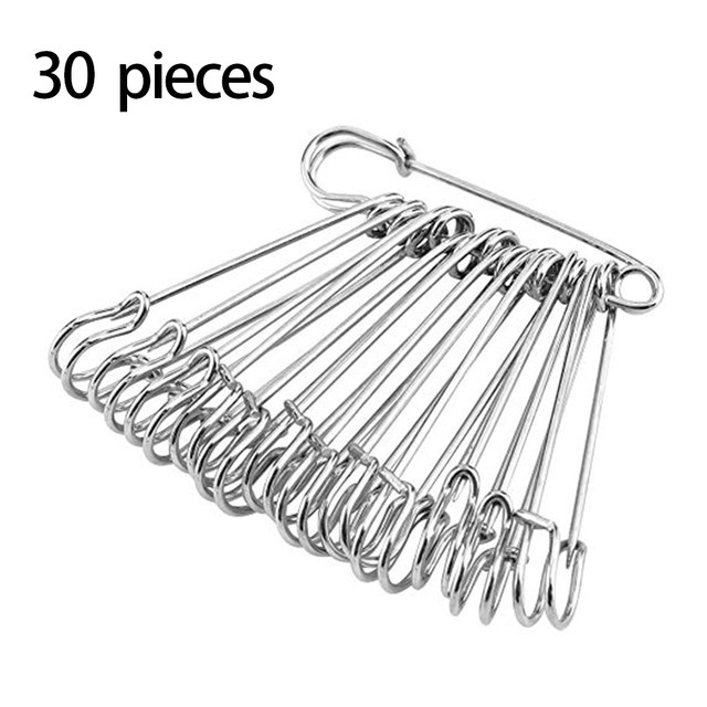 30Pcs 50mm Stainless Steel Safety Pins DIY Sewing Tools Accessory Needles  Large Safety Pin Small Brooch